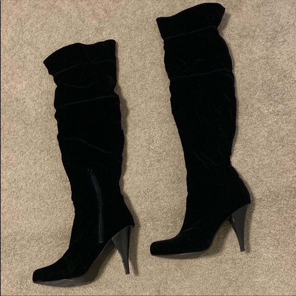 MIA Black Over the Knee/Slouchy Velour Boots